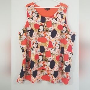 DG2 by Diane Gilman Plus Size Floral Blouse. Layered Front. Sleeveless. Size 3X.